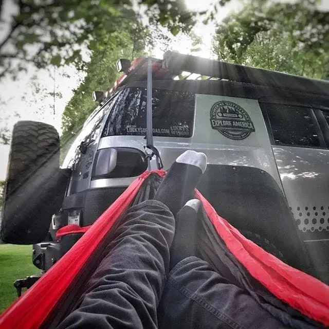 Back in the hammock. Roof rack works nicely. #CurrentSituation #GetOutdoors #ExploreAmerica