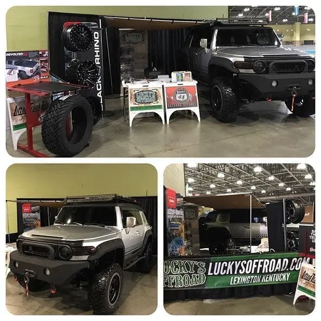 The FJ is all set at our Ultimate Outdoor Expo booth! Stop in and see us this weekend. #DealCoupons #ReppingVendors #FJcruiser