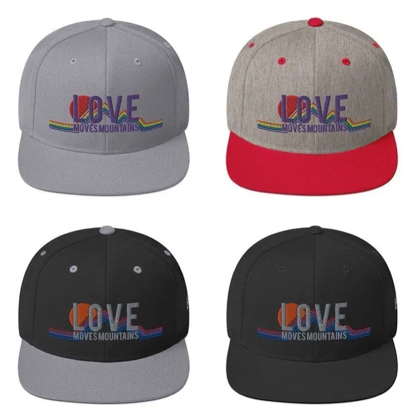 Love Moves Mountains. New hats available now. 
.
.
.
.
#Mountains #Love #LoveWins #Pride #Outdoors #OutdoorGear #Hiking